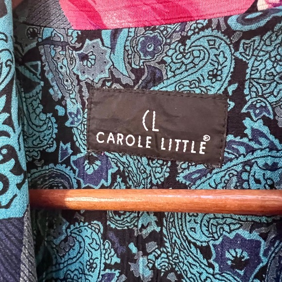 VTG 90s Carole Little Patchwork Floral Paisley Blazer Jacket Womens L Blue Pink - Picture 4 of 5